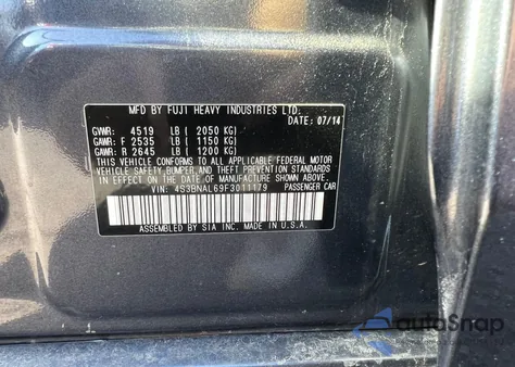 2015 Subaru Legacy 2.5I Limited из США, поврежденный, VIN 4S3BNAL69F3011179